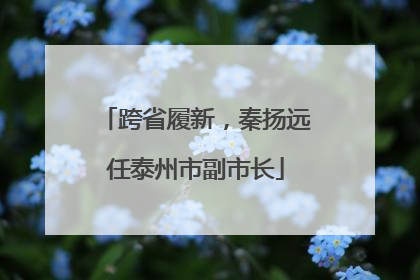跨省履新，秦扬远任泰州市副市长