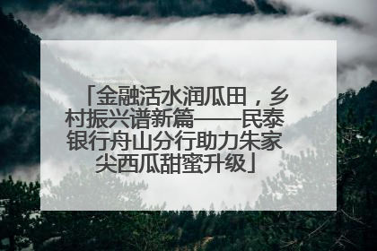 金融活水润瓜田，乡村振兴谱新篇——民泰银行舟山分行助力朱家尖西瓜甜蜜升级