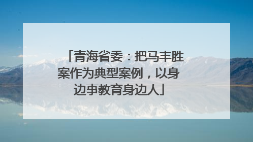 青海省委：把马丰胜案作为典型案例，以身边事教育身边人