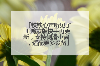 铁铁心声听见了！鸿蒙版快手再更新，支持侧滑小窗，适配更多设备