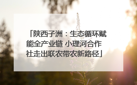 陕西子洲：生态循环赋能全产业链 小理河合作社走出联农带农新路径