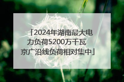 2024年湖南最大电力负荷5200万千瓦 京广沿线负荷相对集中
