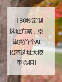 30秒定制选址方案，京津冀首个AI招商选址大模型亮相