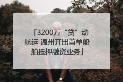 3200万“贷”动航运 温州开出首单船舶抵押融资业务