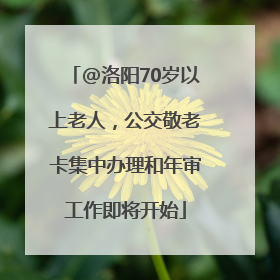 @洛阳70岁以上老人，公交敬老卡集中办理和年审工作即将开始
